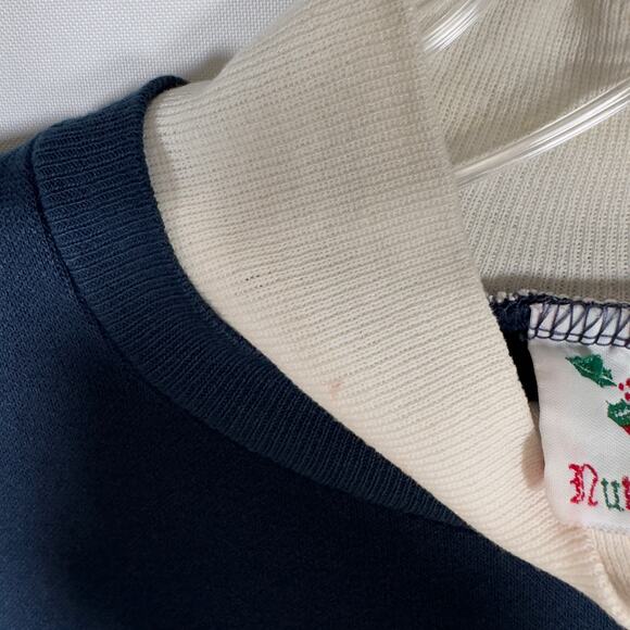 Vintage 90s Nutcracker Christmas Pullover Navy Holiday Scene Sweater Sz M - Picture 7 of 7